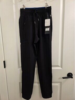 Cherokee Infinity Scrub Pants Size XS Black Cuffed Legs Zipper Pockets